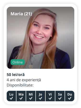 Profil de bonă al Mariei, 21 de ani, disponibilă pe Sitly